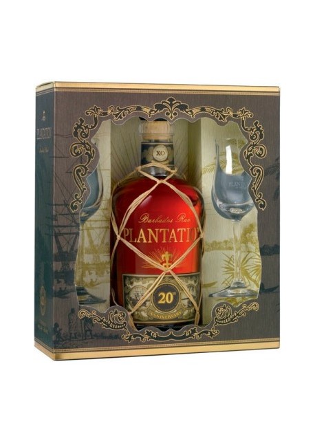 Rum Plantation Barbados 20 Anniversario XO Gift Box con Bicchieri 0,70 lt.