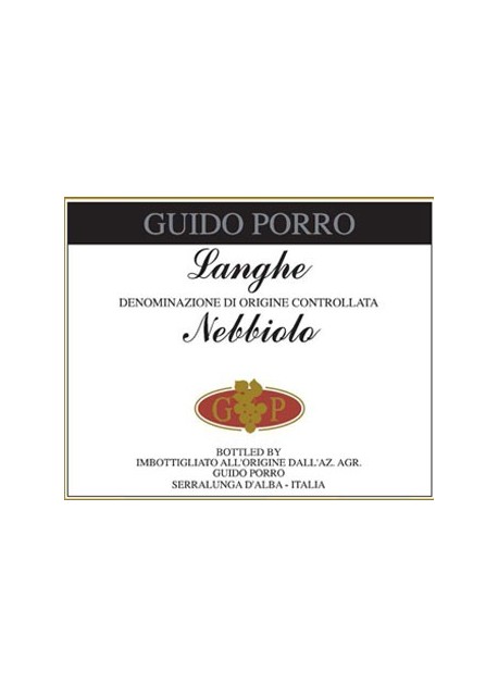 Etichetta Langhe Nebbiolo DOC Guido Porro 2014