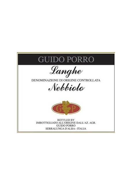 Etichetta Langhe Nebbiolo DOC Guido Porro 2014