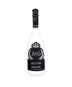 Bottiglia personalizzata con Swarovski Spumante Astoria - Auguri di Matrimonio con iniziali e anni insieme