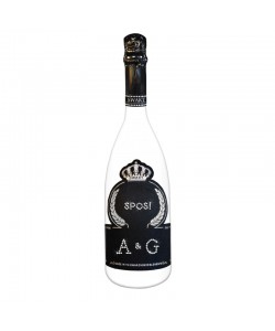 Bottiglia personalizzata con Swarovski Spumante Astoria - Auguri di Matrimonio con iniziali sposi e iniziali