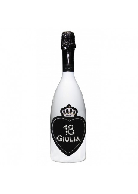 Bottiglia personalizzata con Swarovski Spumante Astoria - Auguri di Compleanno con cuore