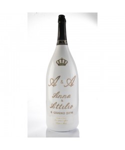 Mathusalem personalizzata con Swarovski Spumante Astoria 9.5 Cold Wine - Auguri di Matrimonio con iniziali e data