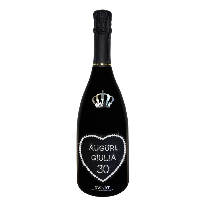 Bottiglia personalizzata con Swarovski vino spumante Astoria - Auguri di  compleanno con cuore, nome ed età