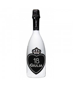 Bottiglia personalizzata con Swarowski Spumante Astoria - Auguri di compleanno con nome, età e cuore