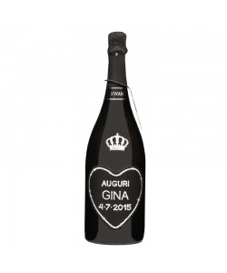 Magnum personalizzato con Swarovski Prosecco DOC De Faveri Extra Dry - Auguri di compleanno cuore con nome e data
