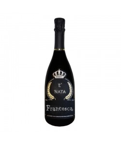Bottiglia personalizzata con Swarovski Prosecco De Faveri Treviso Brut - Auguri di nascita con nome neonata