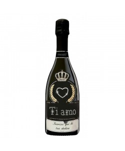 Bottiglia personalizzata con Swarovski Prosecco DOC De Faveri Extra Dry - Auguri di San Valentino con simbolo, testo e dedica