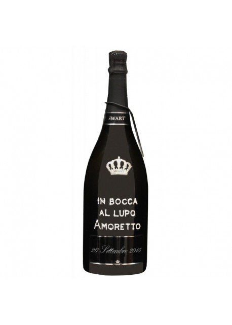 Magnum personalizzata con Swarovski Prosecco DOC De Faveri Extra Dry - Auguri con dedica su vetro