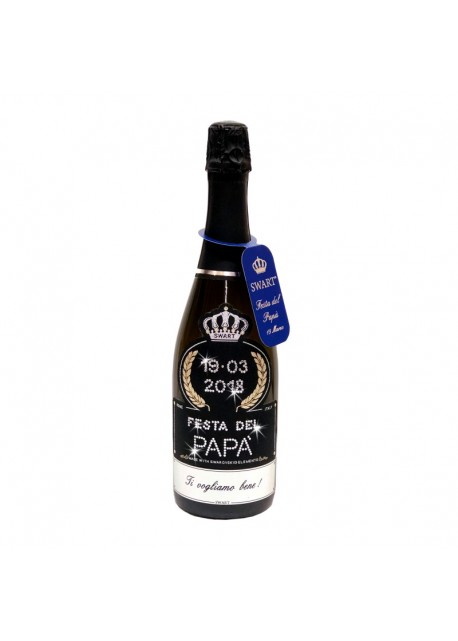 Bottiglia personalizzata con Swarovski Spumante Brut - Auguri Festa del Papà con data
