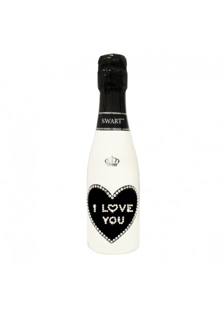 Bottiglia personalizzata con Swarovski - San Valentino I LOVE YOU