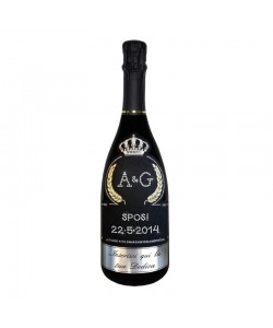 Vendita online Bottiglia personalizzata con Swarovski vino spumante Astoria - Auguri di matrimonio con iniziali,sposi, data e dedica
