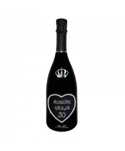 Vendita online Bottiglia personalizzata con Swarovski vino spumante Astoria - Auguri di compleanno con cuore, nome ed età