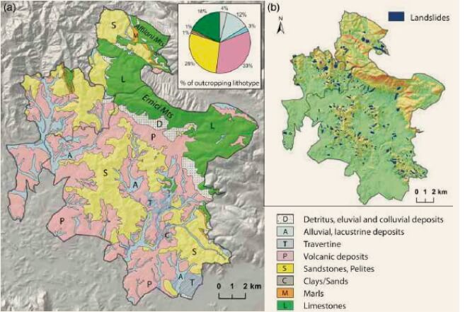 Mappa litologica della Doc e Docg Cesanese