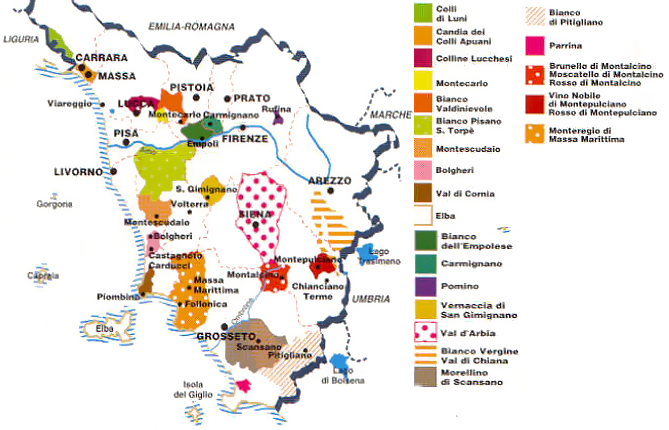 Mappa vino Toscana
