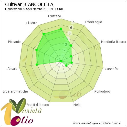 Aromi identificativi della cultivar Biancolilla