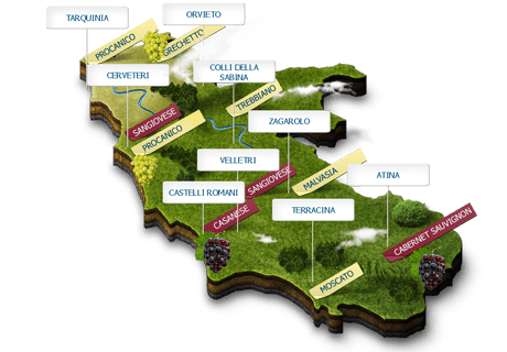 Mappa dei vitigni del Lazio