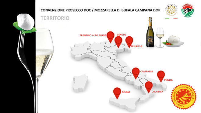 Convenzione Mozzarella di Bufala Dop - Prosecco Doc: la mappa del territorio