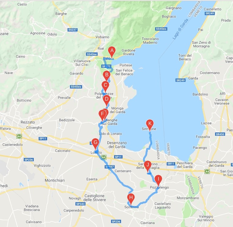 Mappa strada vini del Garda