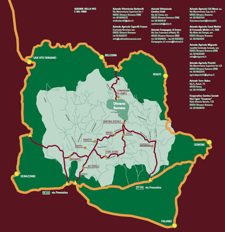 Mappa Strada del vino Cesanese