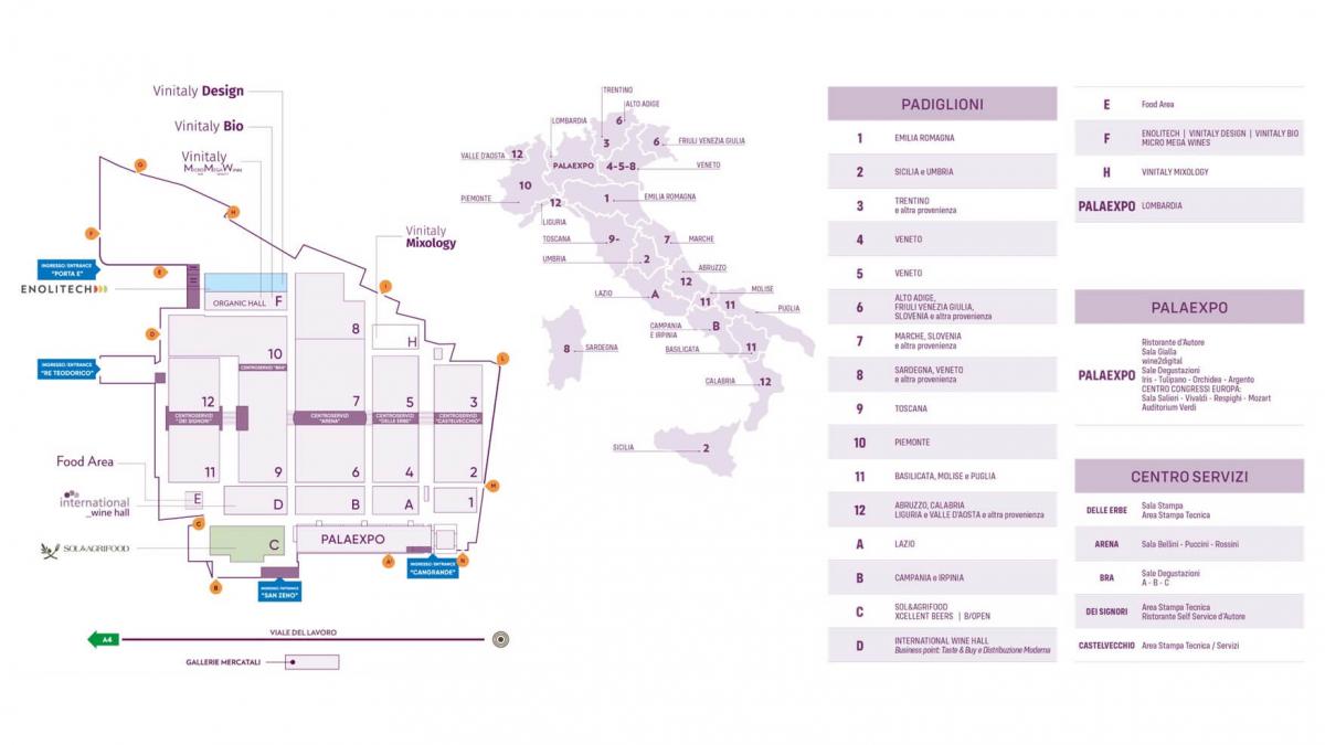 La mappa degli espositori del Vinitaly 2023