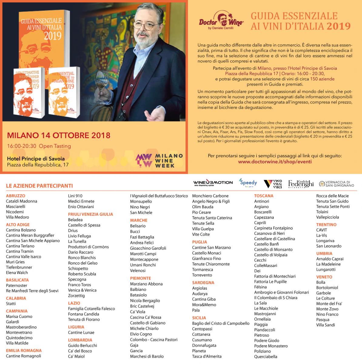 Guida Vini d'Italia 2019: il programma