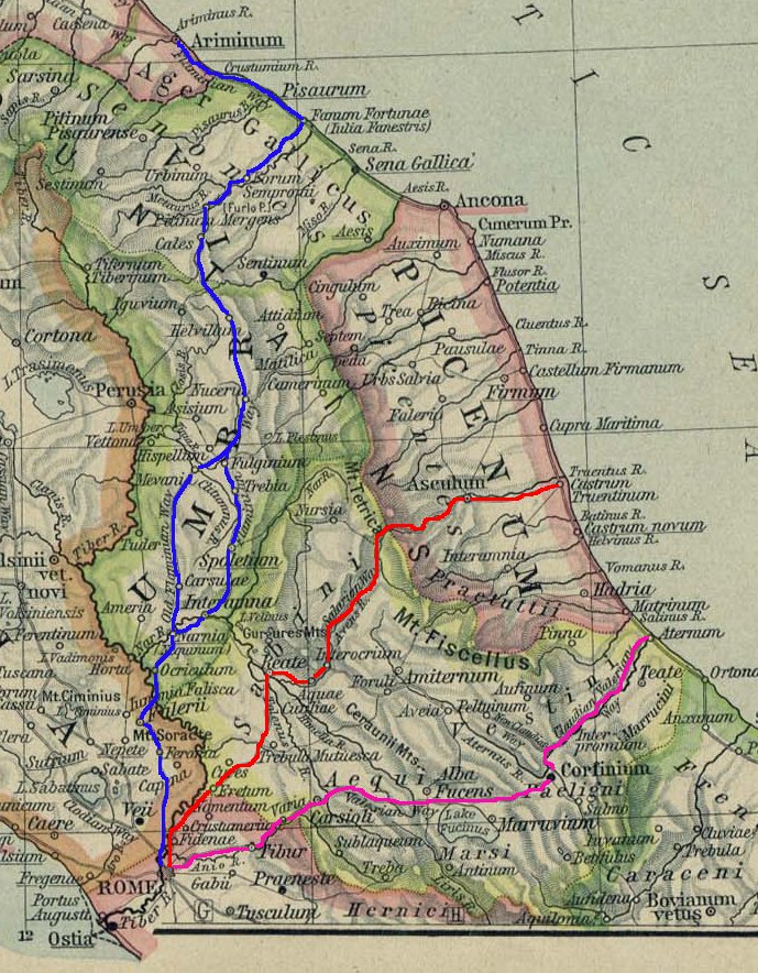 Il percorso della via Salaria