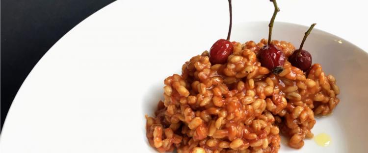 Orzotto alla rosa canina abbinato con olio EVO